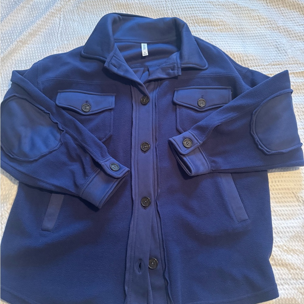 Zenana Stylish Blue Button-Up Shacket